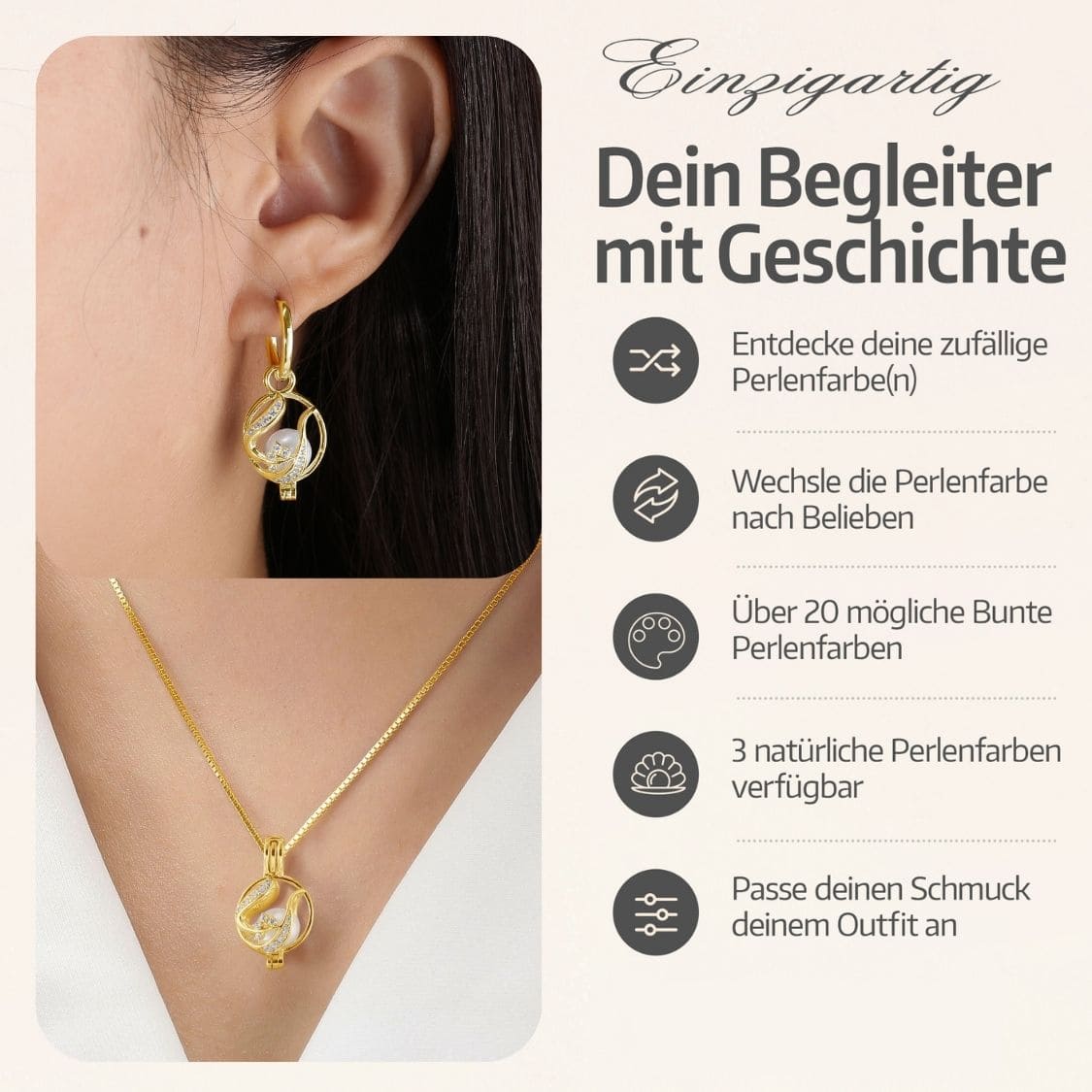 Floral Kette & Ohrringe + 3 Austern