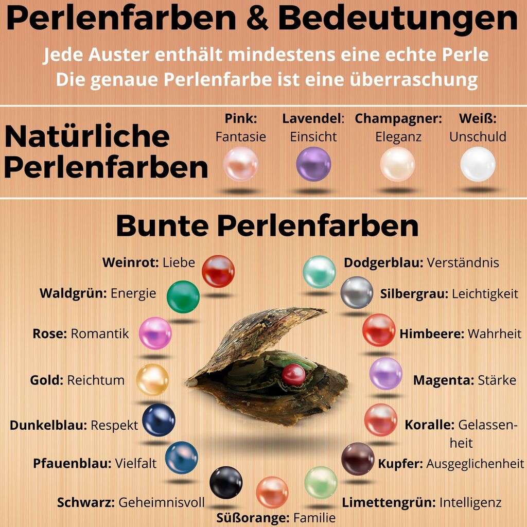 mögliche perlenfarben in eine echten auster mit perle, muschel mit perle, bunte und natürlichen perlenfarben und ihre bedeutungen von wunschperlen