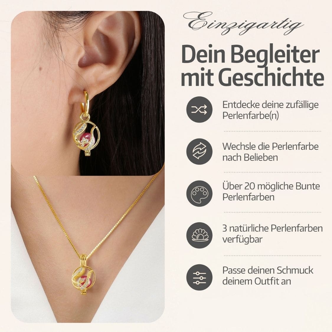 Floral Kette & Ohrringe + 3 Austern